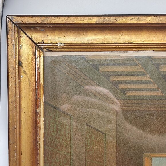 Vintage Last Supper Lithograph Print Wood Frame Glass 22.5"x18.5" - Picture 5 of 7